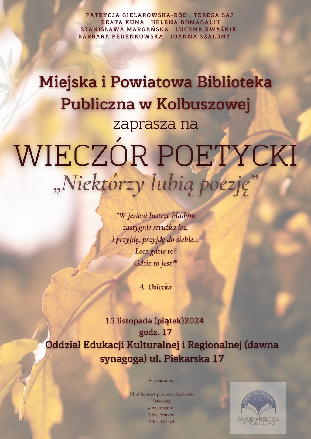 Wieczór z poezją w Kolbuszowej 