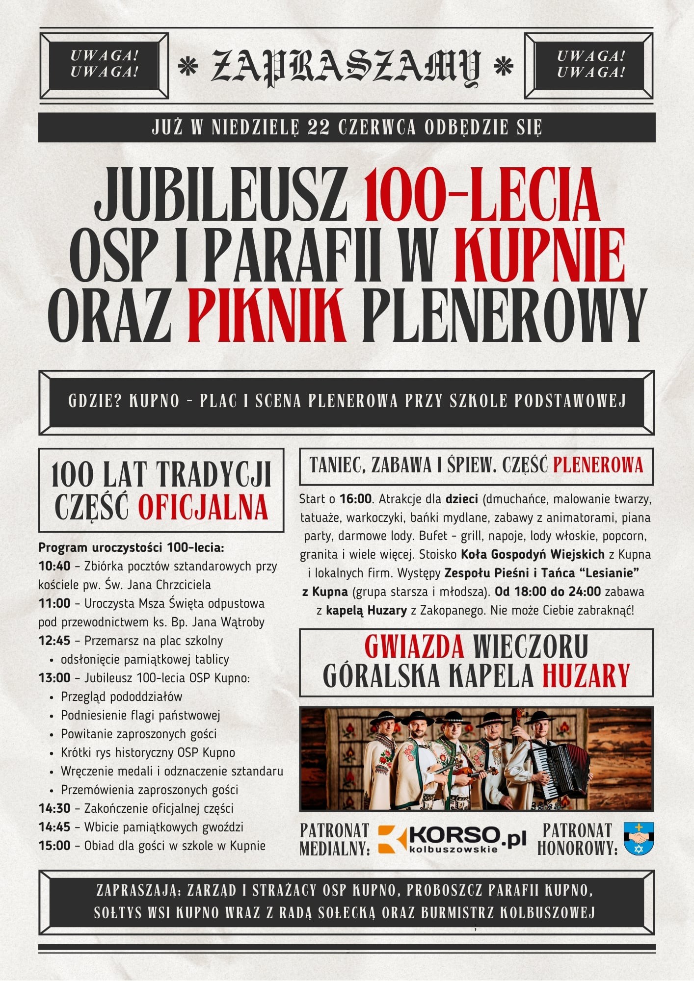JUBILEUSZ 100-LECIA OSP I PARAFII W KUPNIE 