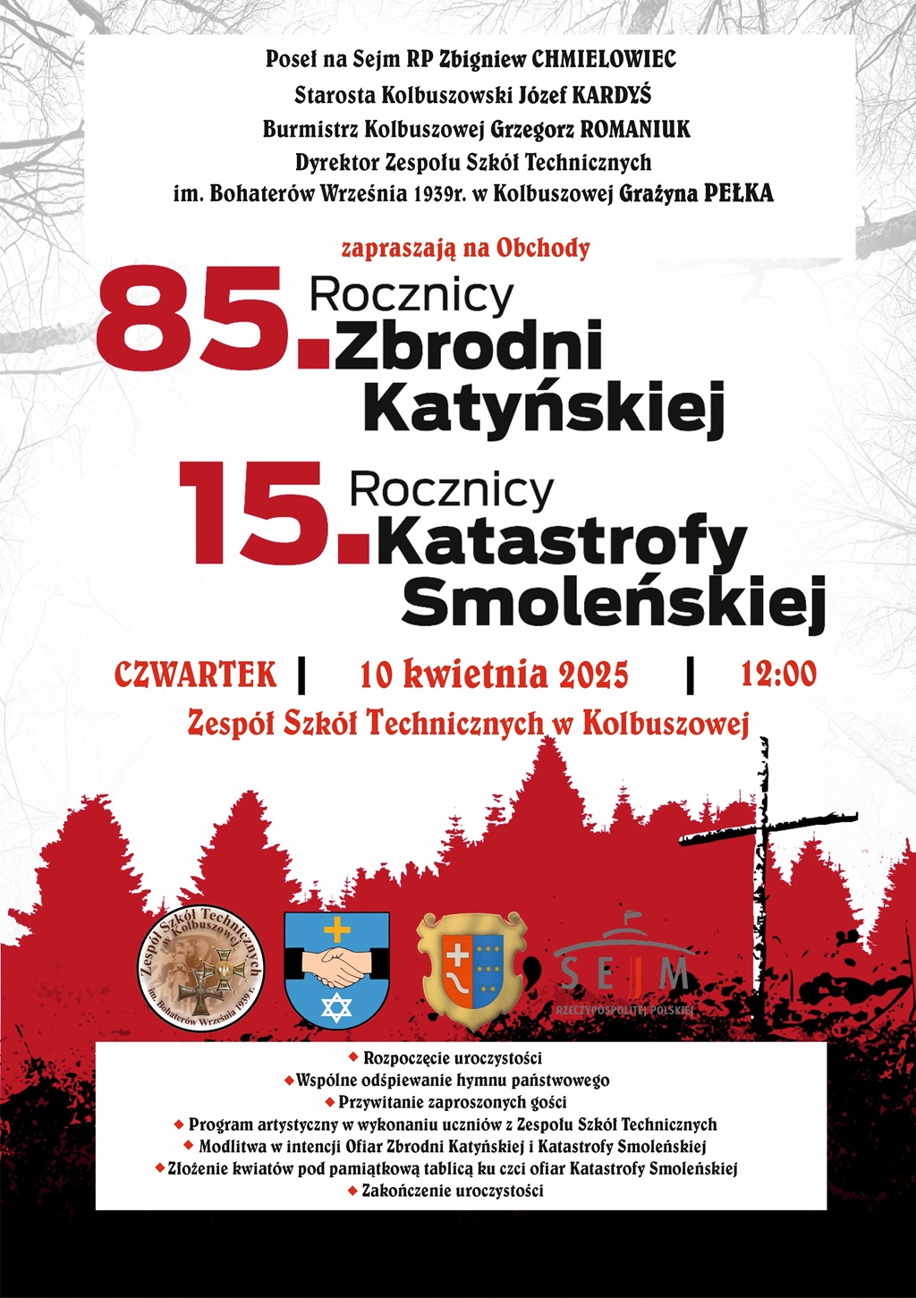 Obchody 85. rocznicy Zbrodni Katyńskiej i 15. rocznicy Katastrofy Smoleńskiej