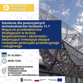 Bezpłatne szkolenie dla przedsiębiorców z branży bezpieczeństwa i obronności